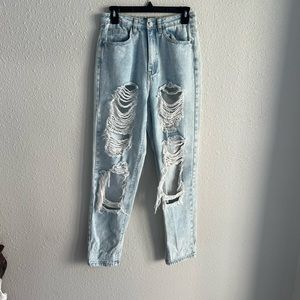 Light Blue High Rise Mom Jeans 
Riot Missguided 
Size: 4